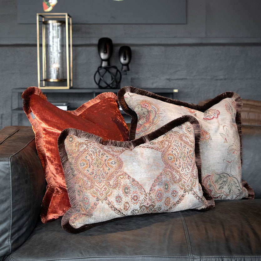 Miralago Paisley Taupe Kissenbezug Fransen 50X50