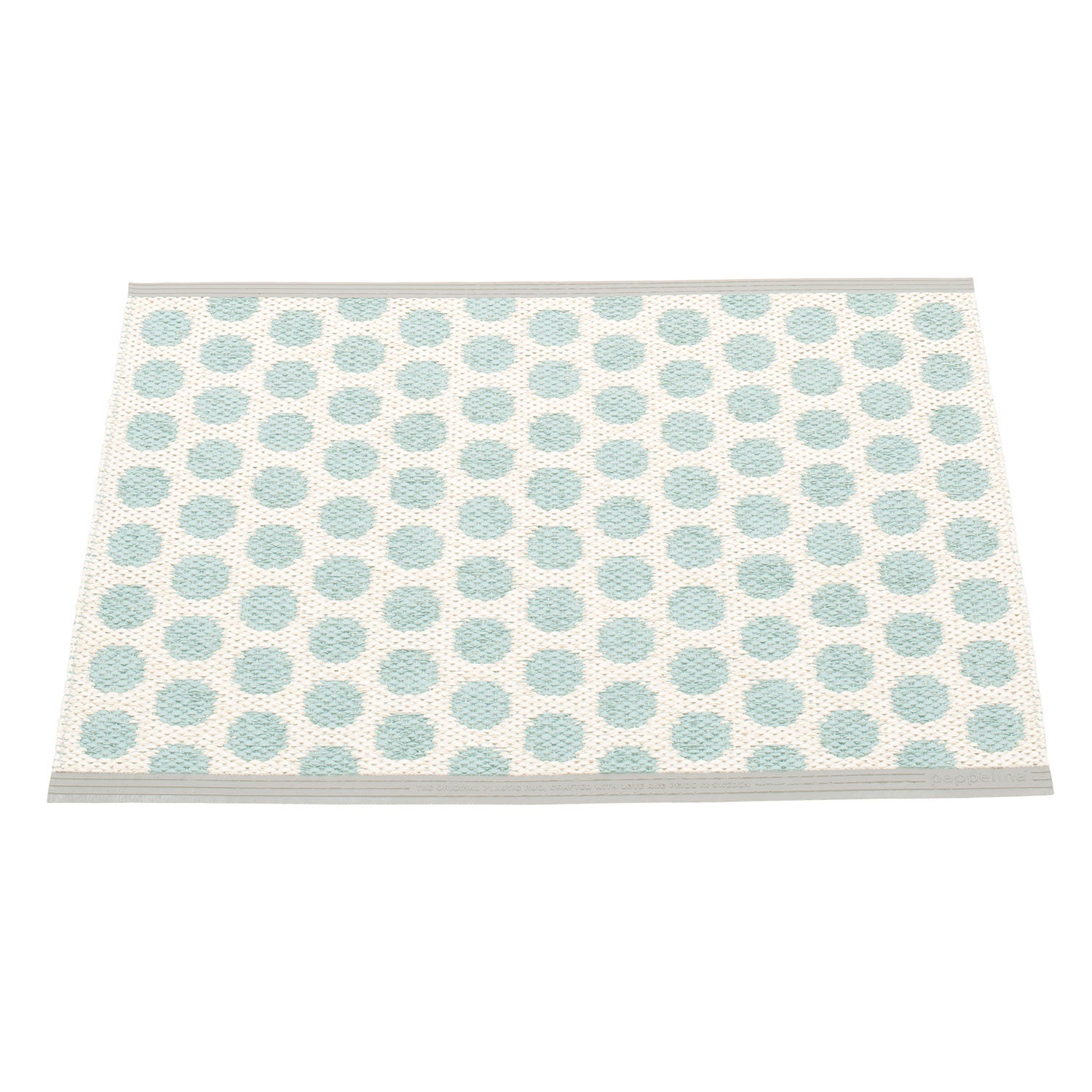 Noa Teppich 70x50 cm pale turquoise / vanilla / warm grey stripe