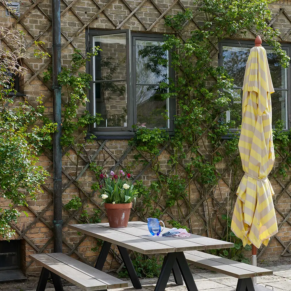 Messina Sonnenschirm Ø300 Lemon/Sand Stripe