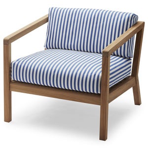 Virkelyst Sessel Seeblau Gestreift Teak
