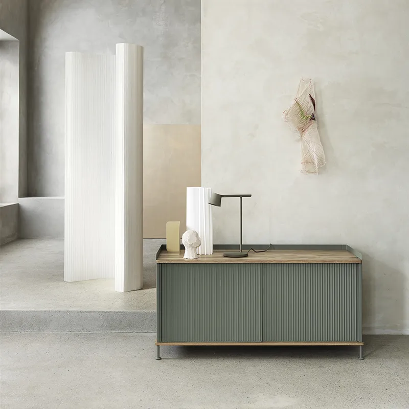 Enfold Anrichte 124 x 45 cm  - oiled oak Dusty Green