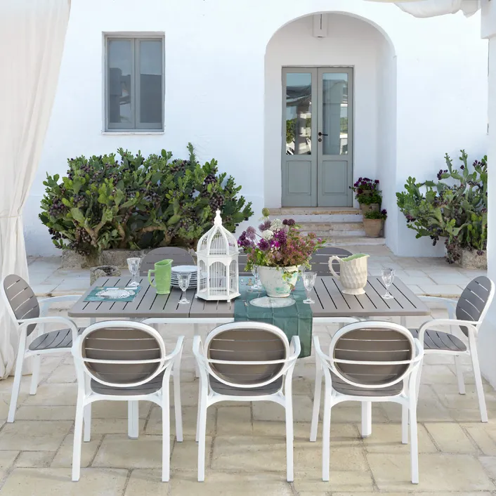 Alloro Esstisch 100x140-210 cm Weiß Tortora