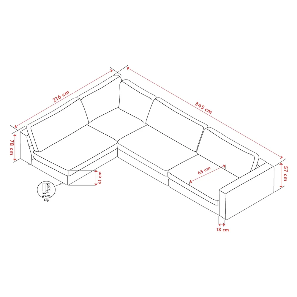 Duncan Ecksofa 2+3-Sitzer offen links Stoff Robin hellgrau