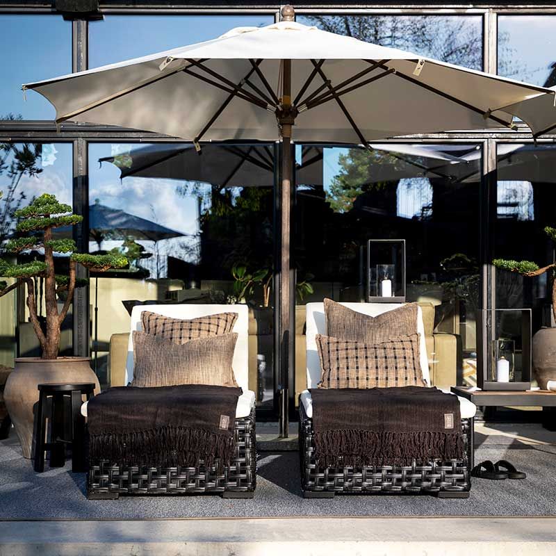 Sonnenliege Orlando Classic Synthetisches Rattan Schwarz ohne Kissen
