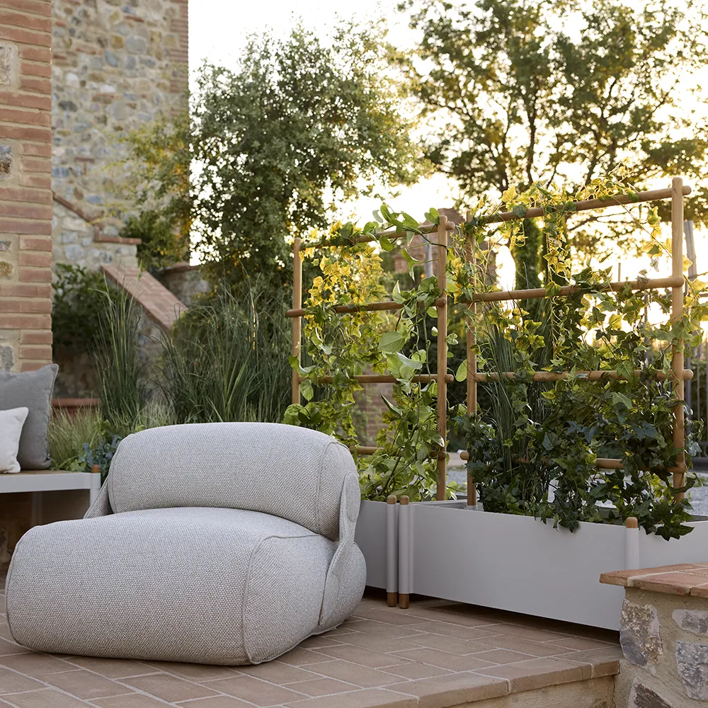 Sticks planter 103x58 cm mit Gestell Teak/Sand