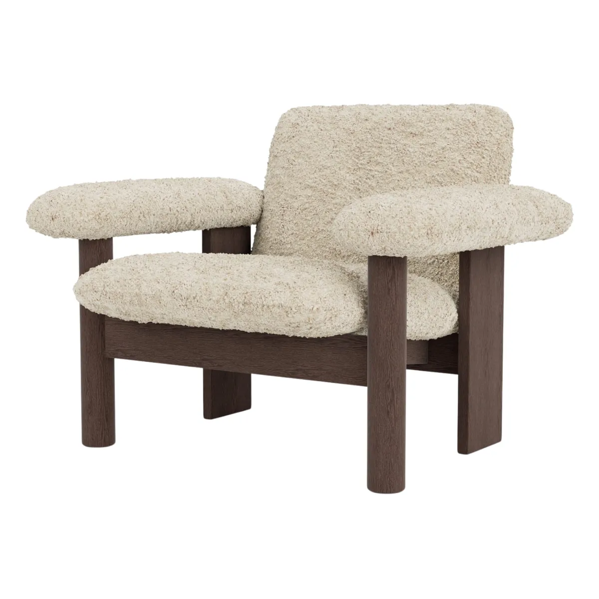 Brasilia Loungesessel Eiche dunkel gebeizt, Sheepskin Nevotex Nature