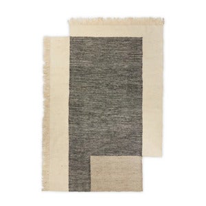 Counter Handgewebter Wollteppich 200x300 cm - Charcoal/Off-white