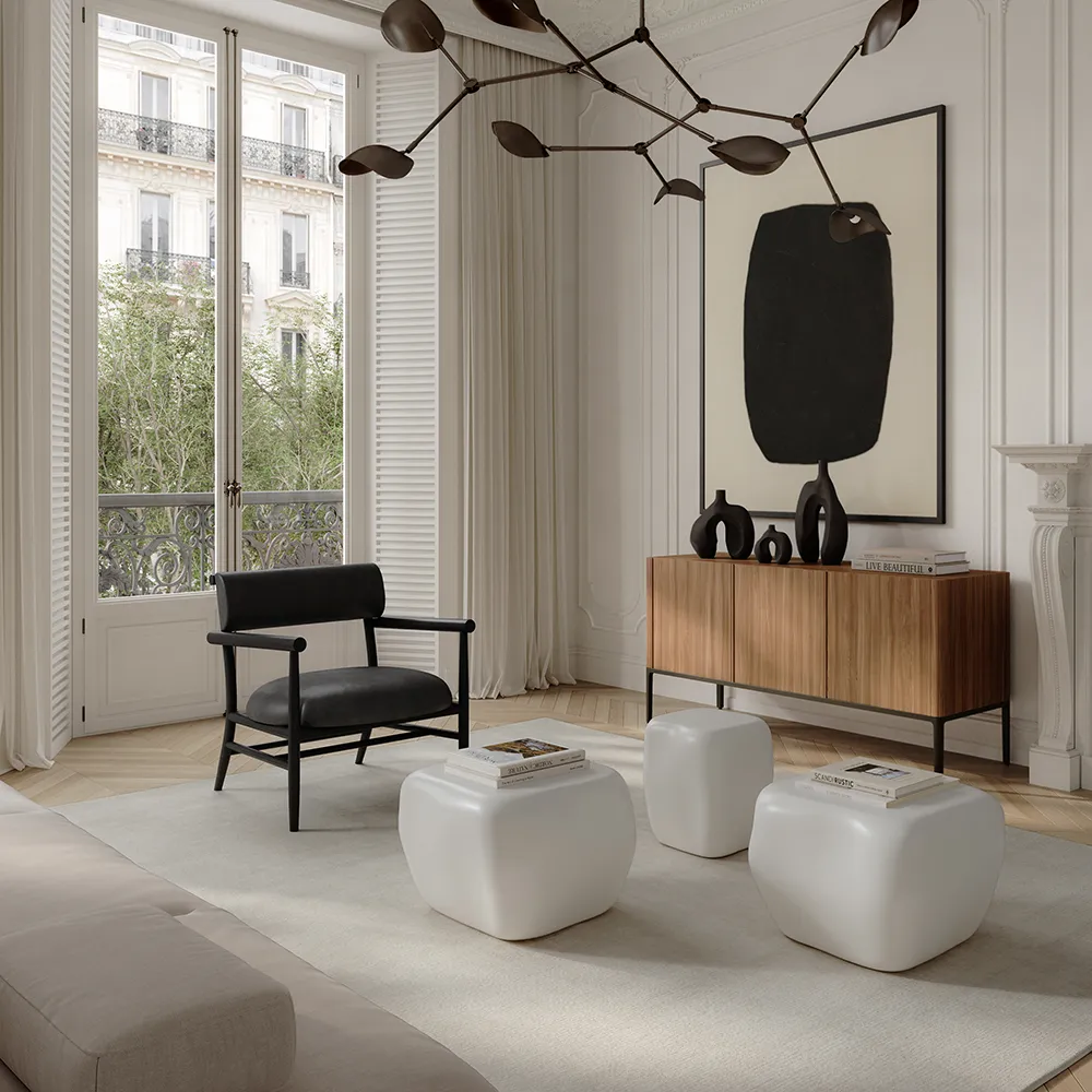 Nama Lounge-Sessel – Anilinleder schwarz