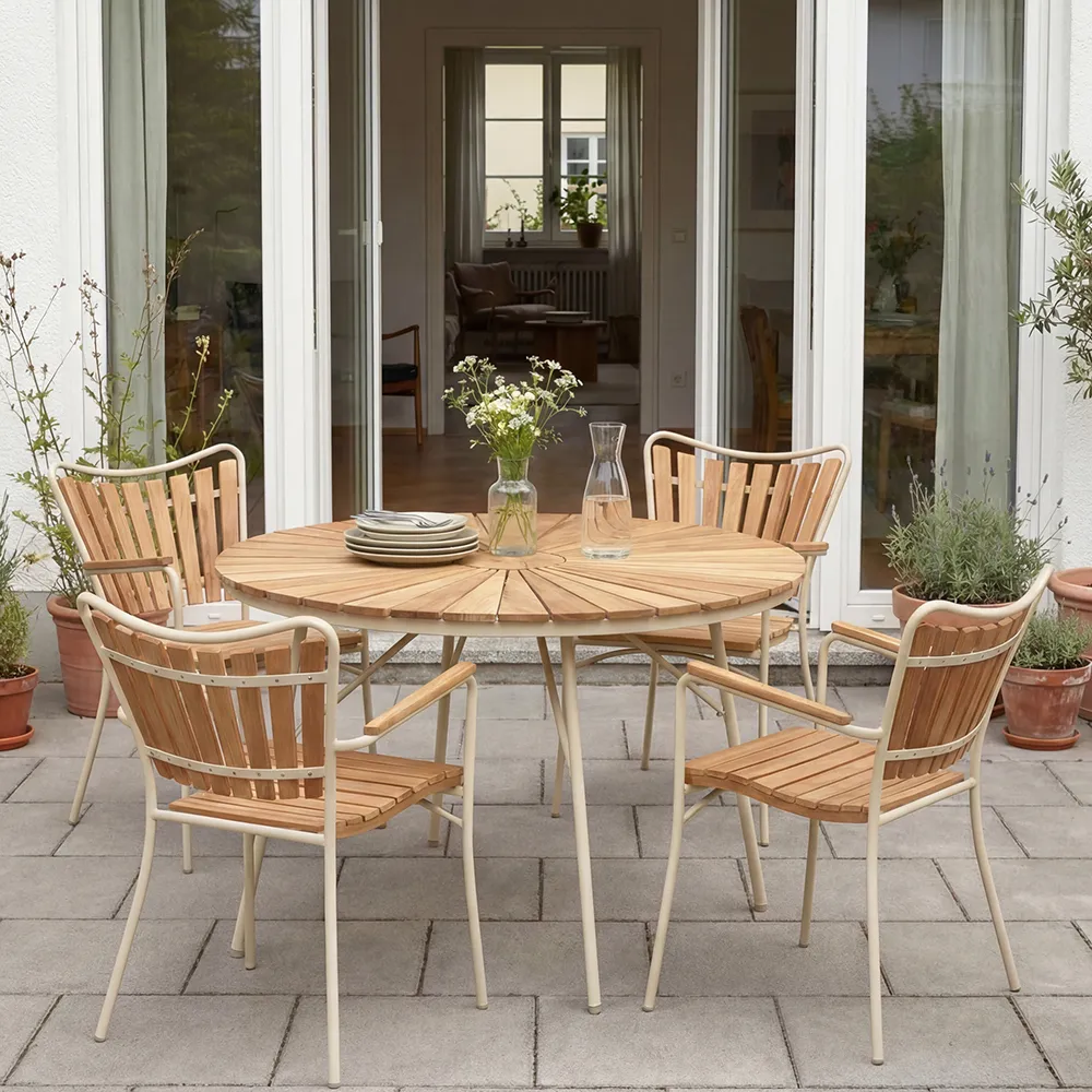 Ellen Tisch 110 cm sandgrau / Teak