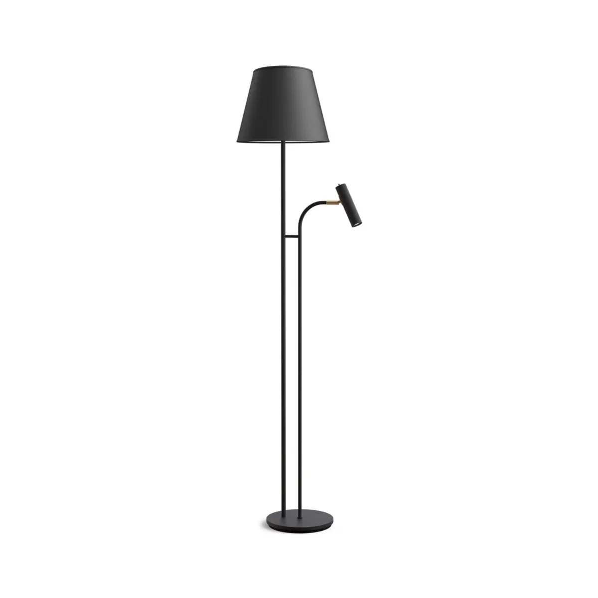 Slender Stehleuchte E27+GU10 Metall strukturschwarz/Messing