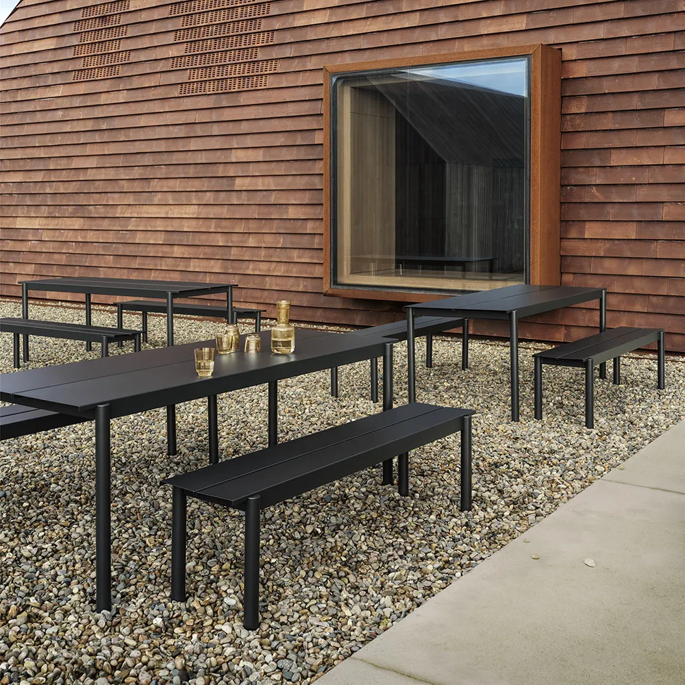 Linear Steel Bank 170x34 cm Anthracite Black 