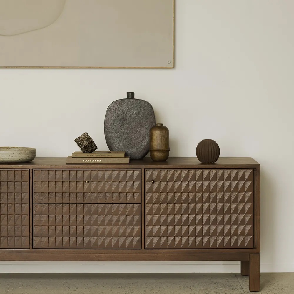 TV-Lowboard aus Teak Sono Light Brown L212 cm