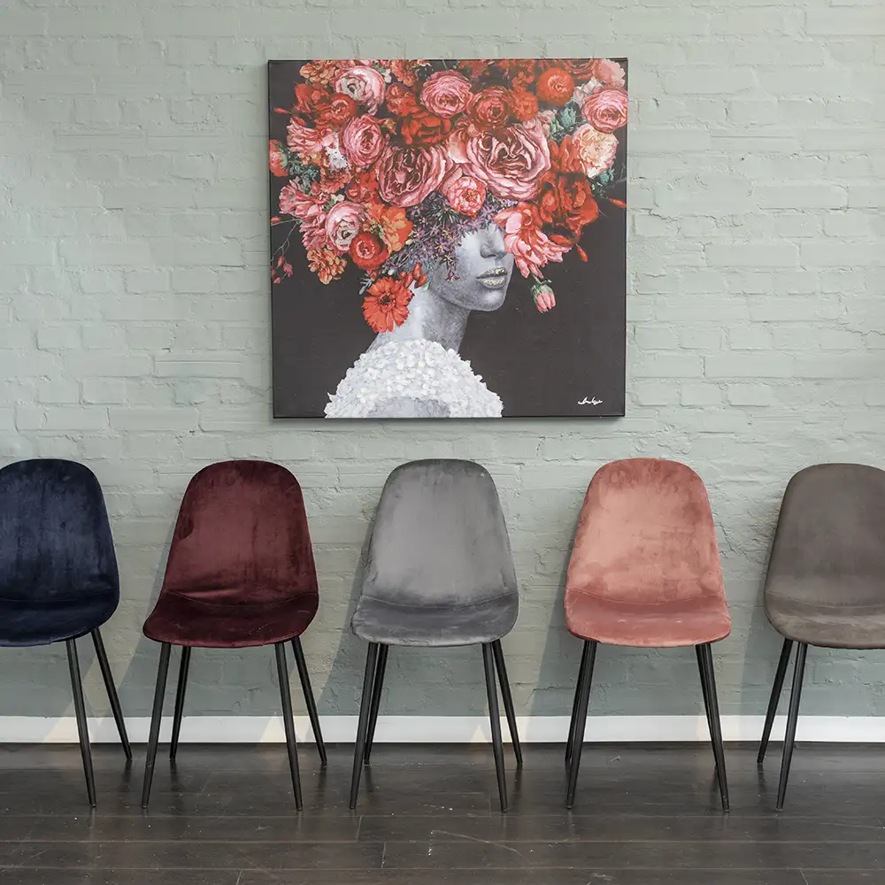 Thea Dining Chair blauer Samt 4er-Pack