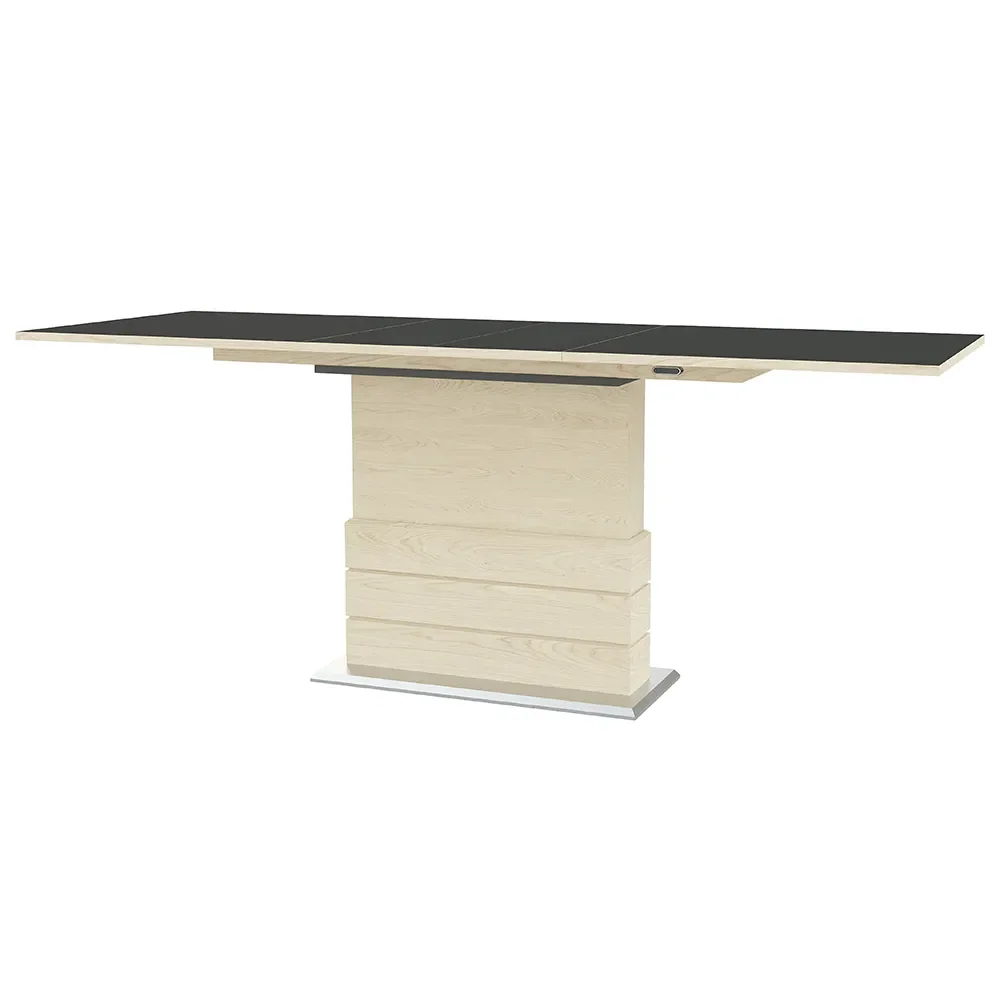 Sm30 Esstisch 100X200-280 Cm Eiche weiß geölt / Laminat schwarz 