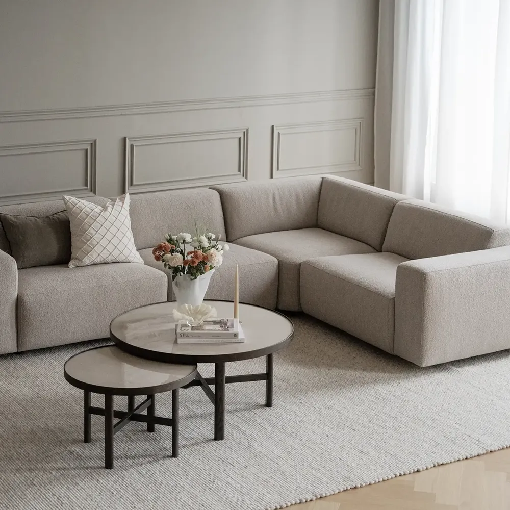 Willard Ecksofa 2+3-Sitzer Stoff Alice hellbeige