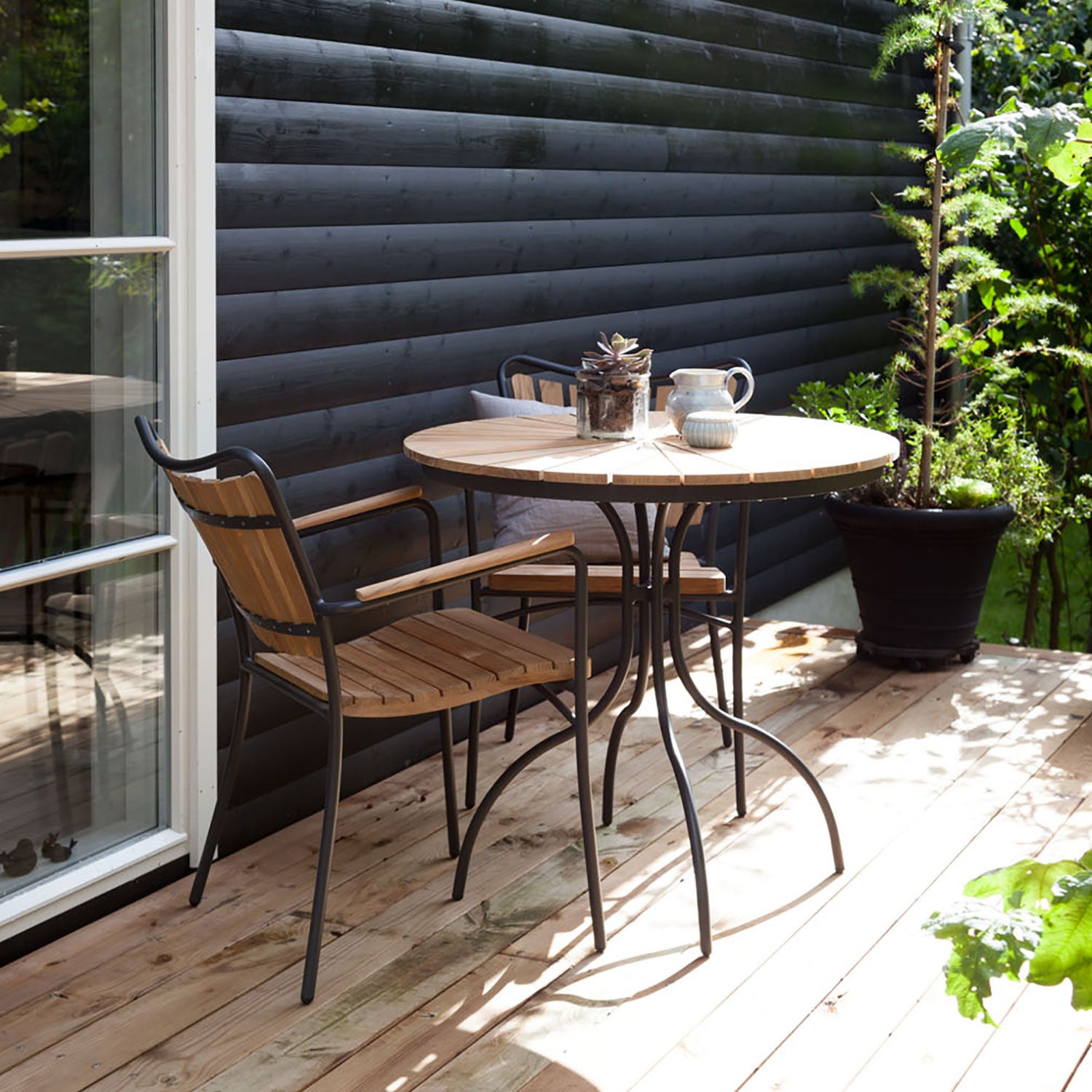 Hard & Ellen Couchtisch 80 cm anthrazit/teak