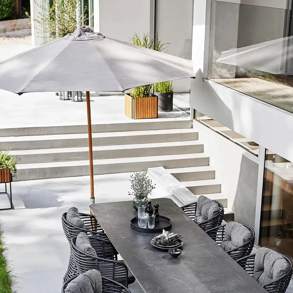 Sonnenschirm Classic 300 cm Hellgrau / Teak