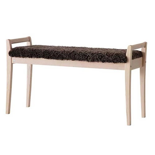 Meja Bank Eiche weiß geölt/Schafsfell braun