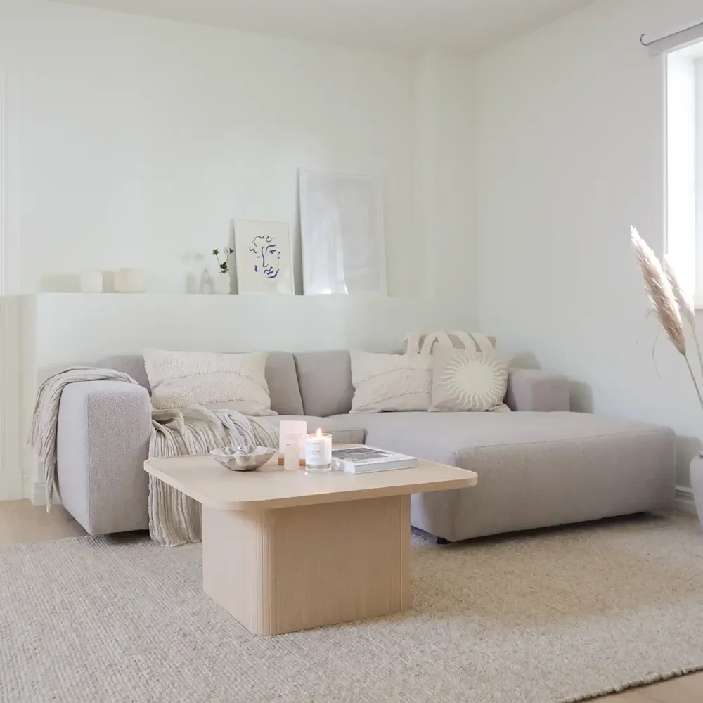 Willard Sofa 3-Sitzer mit Chaiselongue rechts Stoff Alice hellbeige