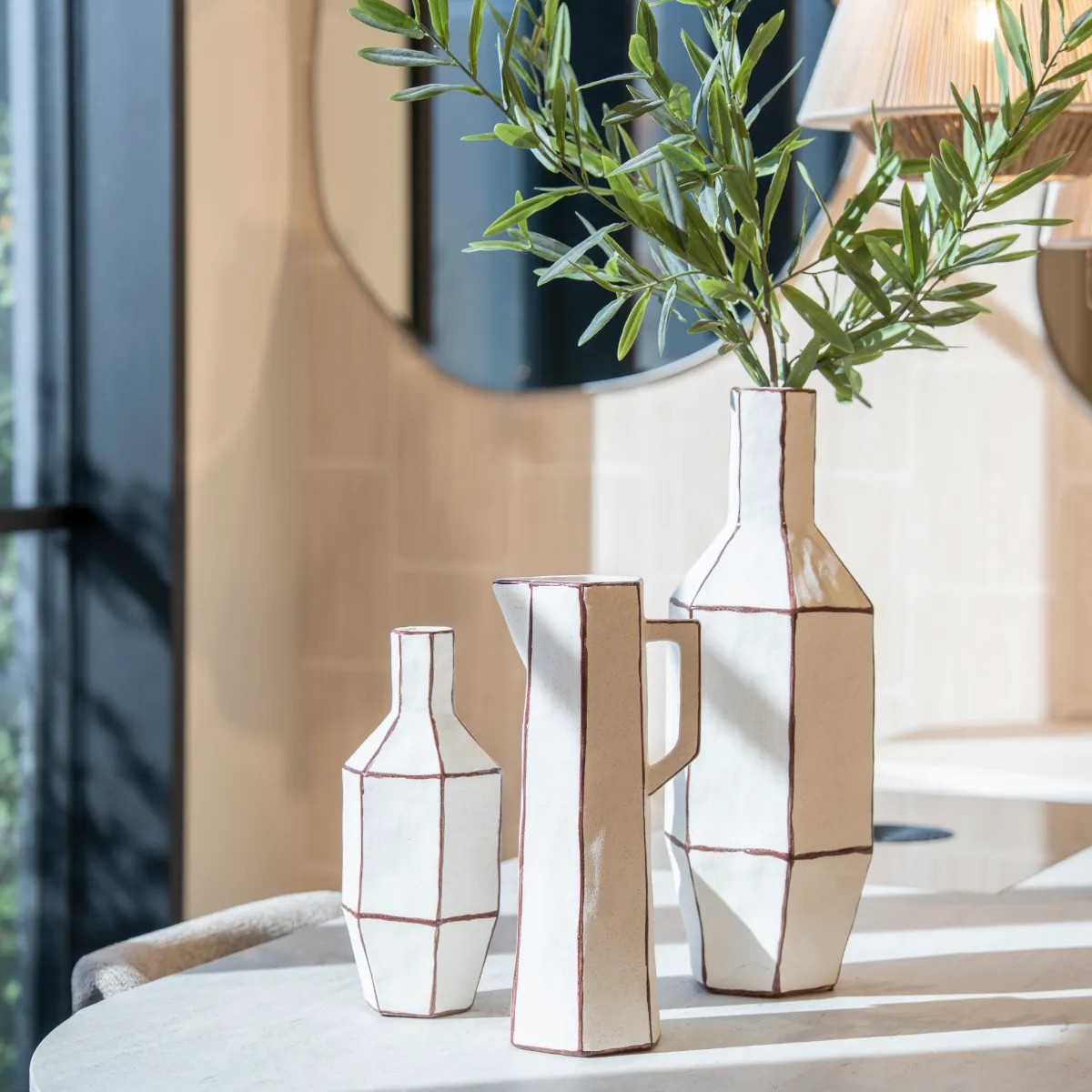 Facet 3 19,5x18x55,5 cm Steingut Off white