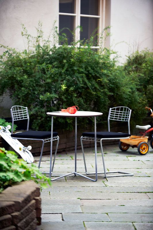 Tisch High Tech 60 Weißes Laminat / Schwarzer Ständer Ø 60 cm