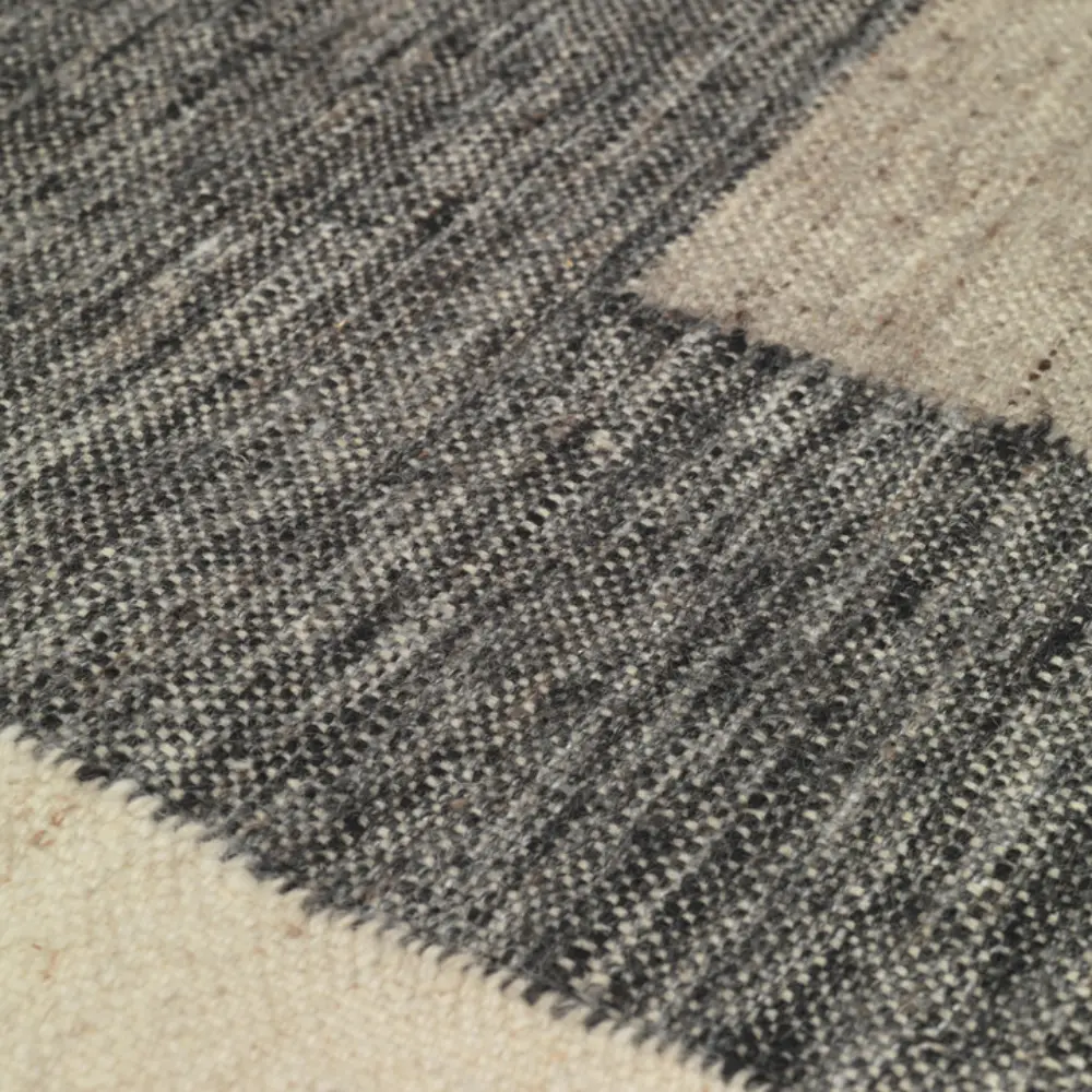 Counter Handgewebter Wollteppich 80x200 cm - Charcoal/Off-white