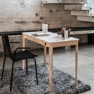 Sm131 Schreibtisch Eiche Weiß Geölt/Weiß Laminat 115X55X74Cm 