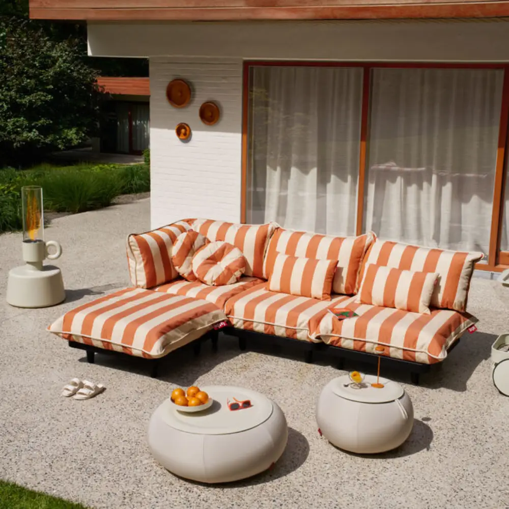  Paletti Eckstück left gestreift orange Creme