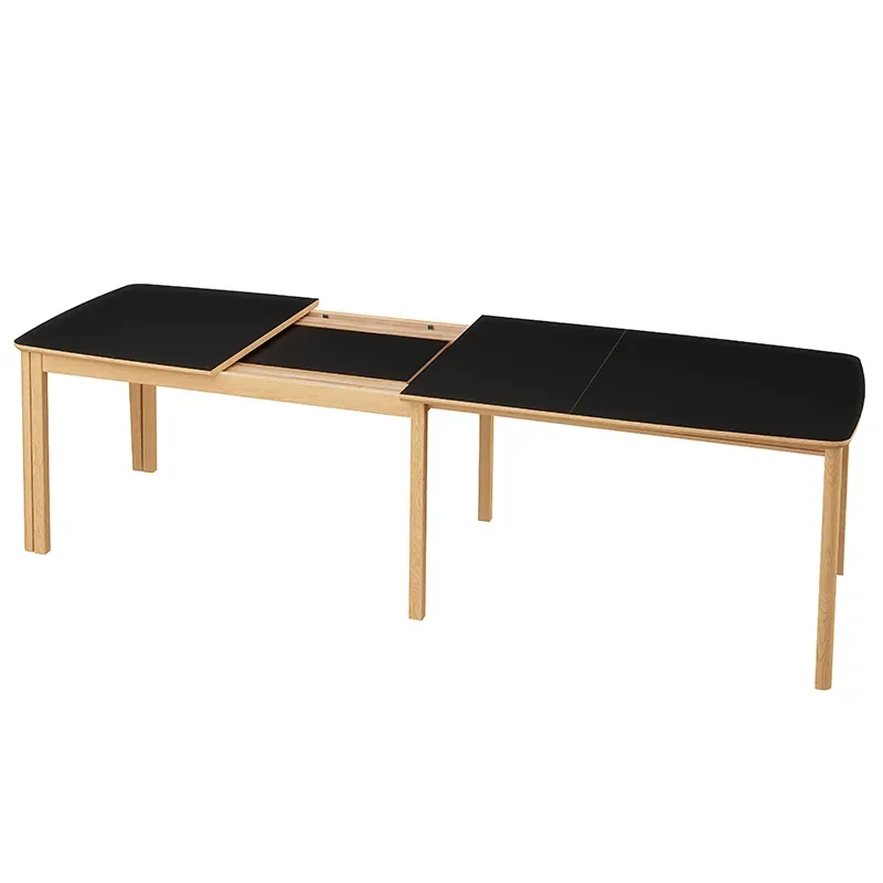 SM107 Esstisch 101x160-316-368 cm Naturgeolt Eiche - Schwarz Nanolaminat