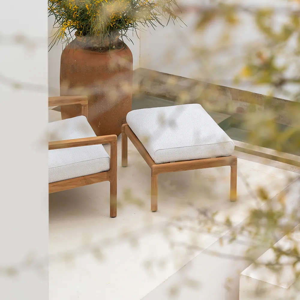 Jack Fußhocker Teak/Off White 