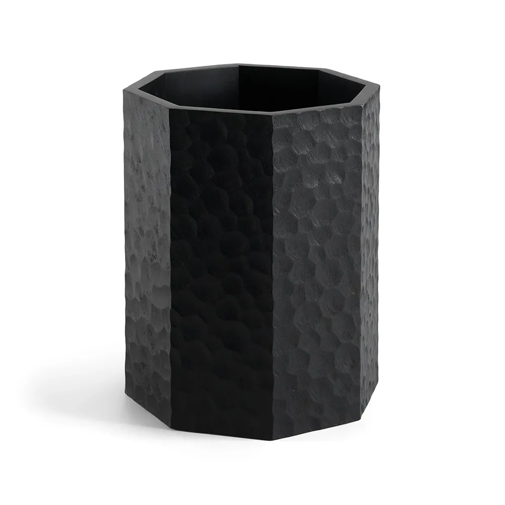 Chopped Papierkorb schwarz lackiertes Mahagoni