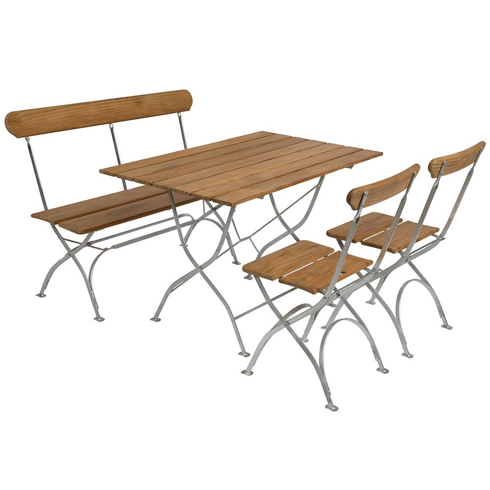 Brauerei Gruppe Tisch, Sofa & 2 Stühle Teak