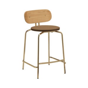 Curious Niedriger Barhocker Eiche/Messing Sugar Brown
