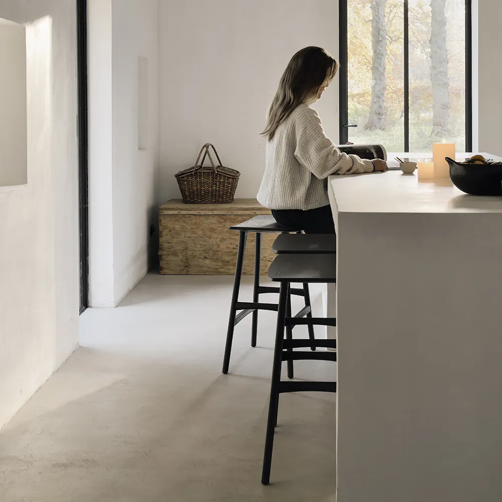 Osso Barhocker Niedrig Eiche schwarz lackiert