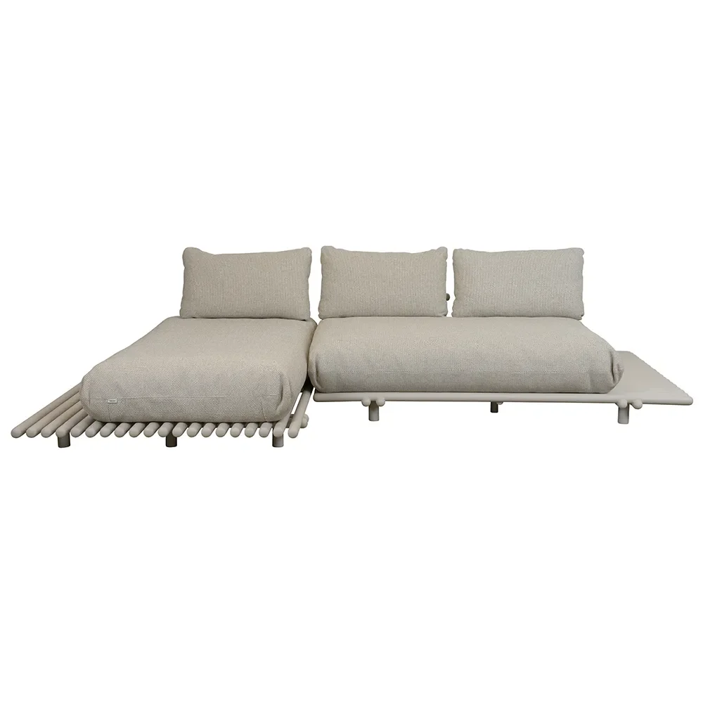 Sticks Sofa mit Chaiselongue Alu/desert sand