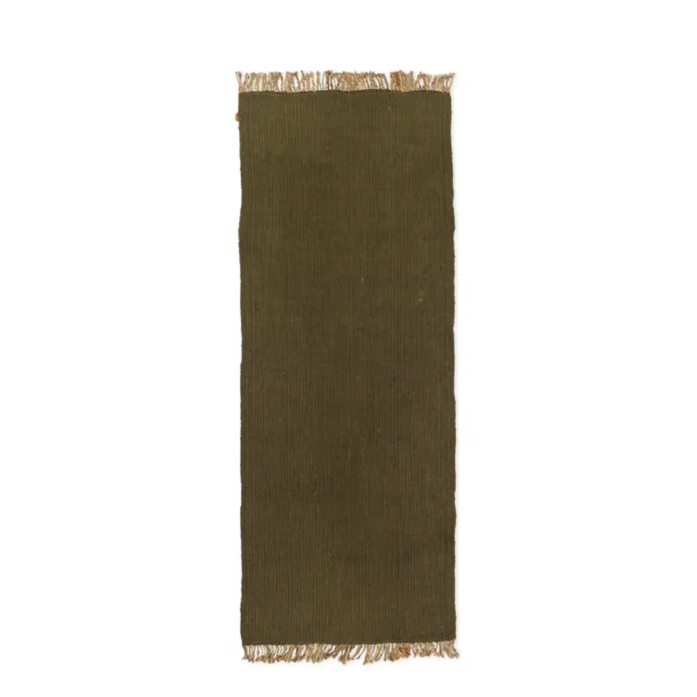 Block Handgewebter Teppich – Olive/Natur