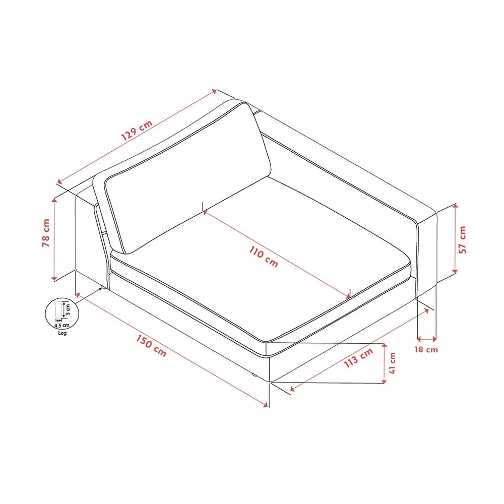 Duncan Chaiselongue rechts Stoff Robin hellgrau