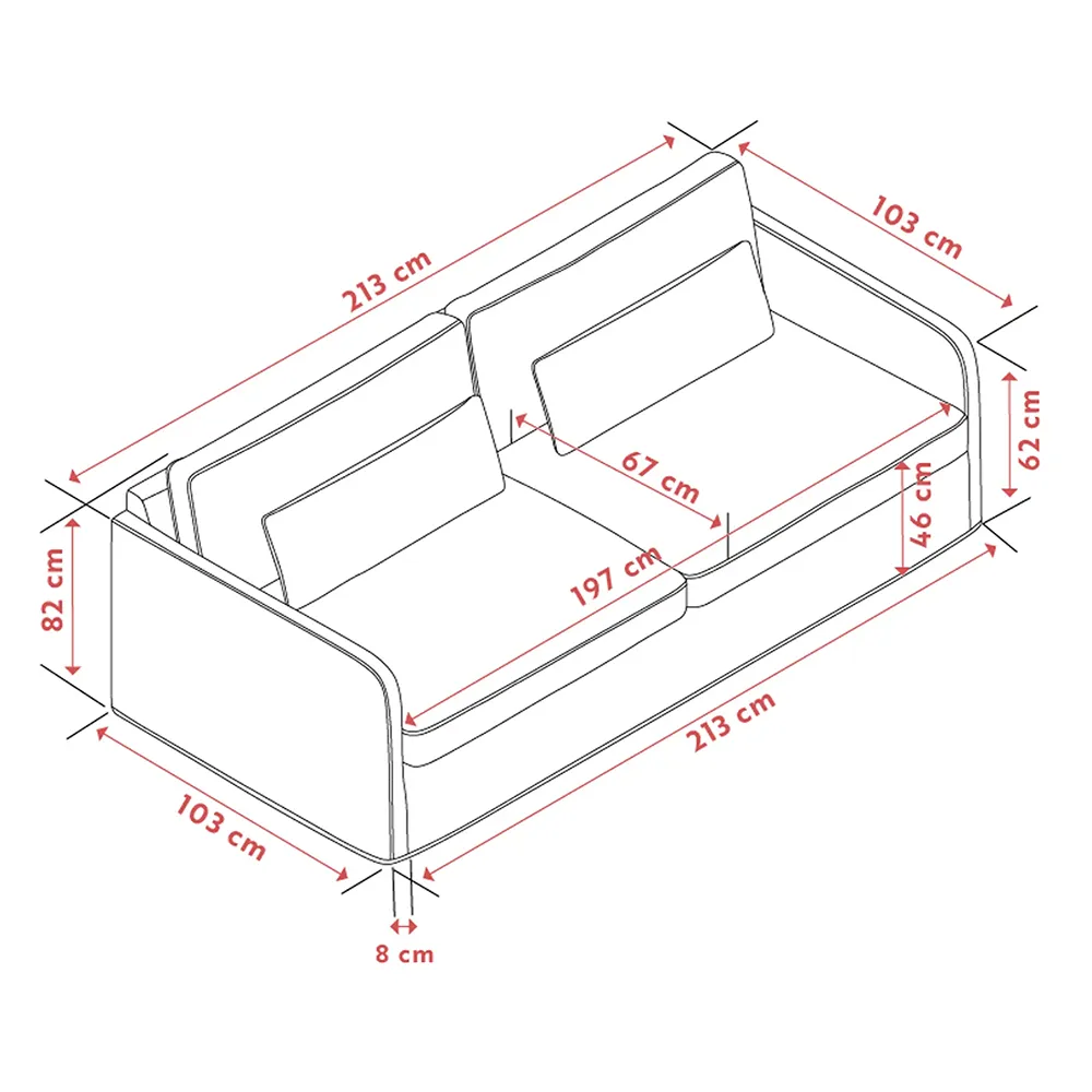 Peyton Sofa 3-Sitzer Stoff Ursula beige