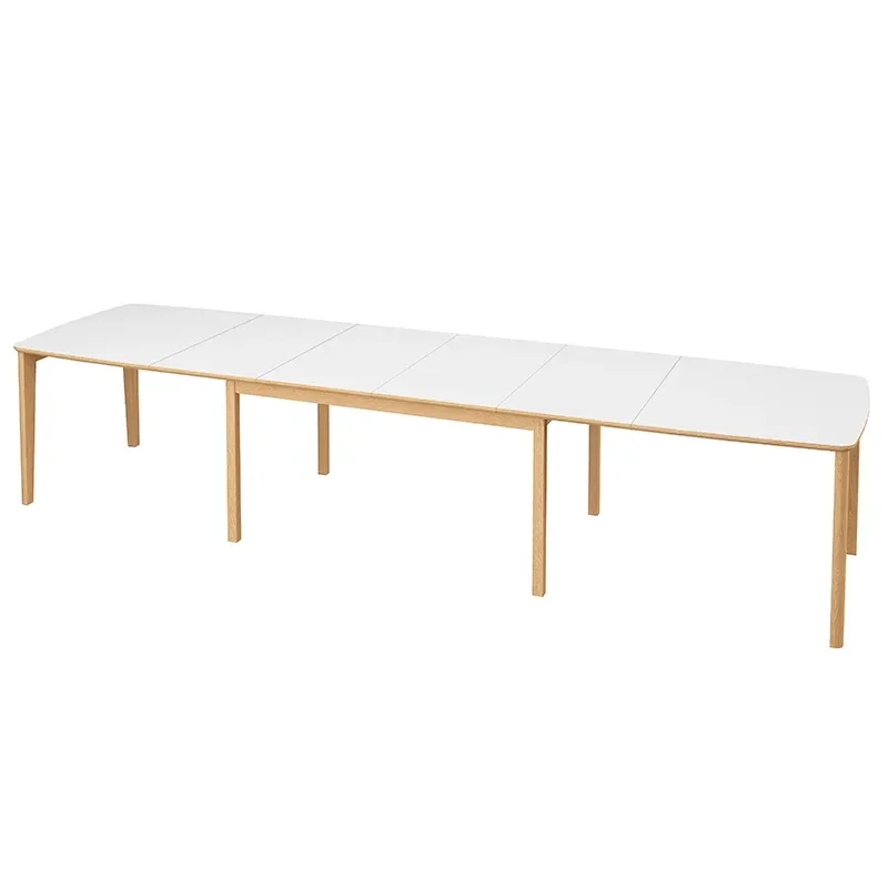 SM107 Esstisch 101x160-316-368 cm Naturgeolt Eiche - Weißes Laminat