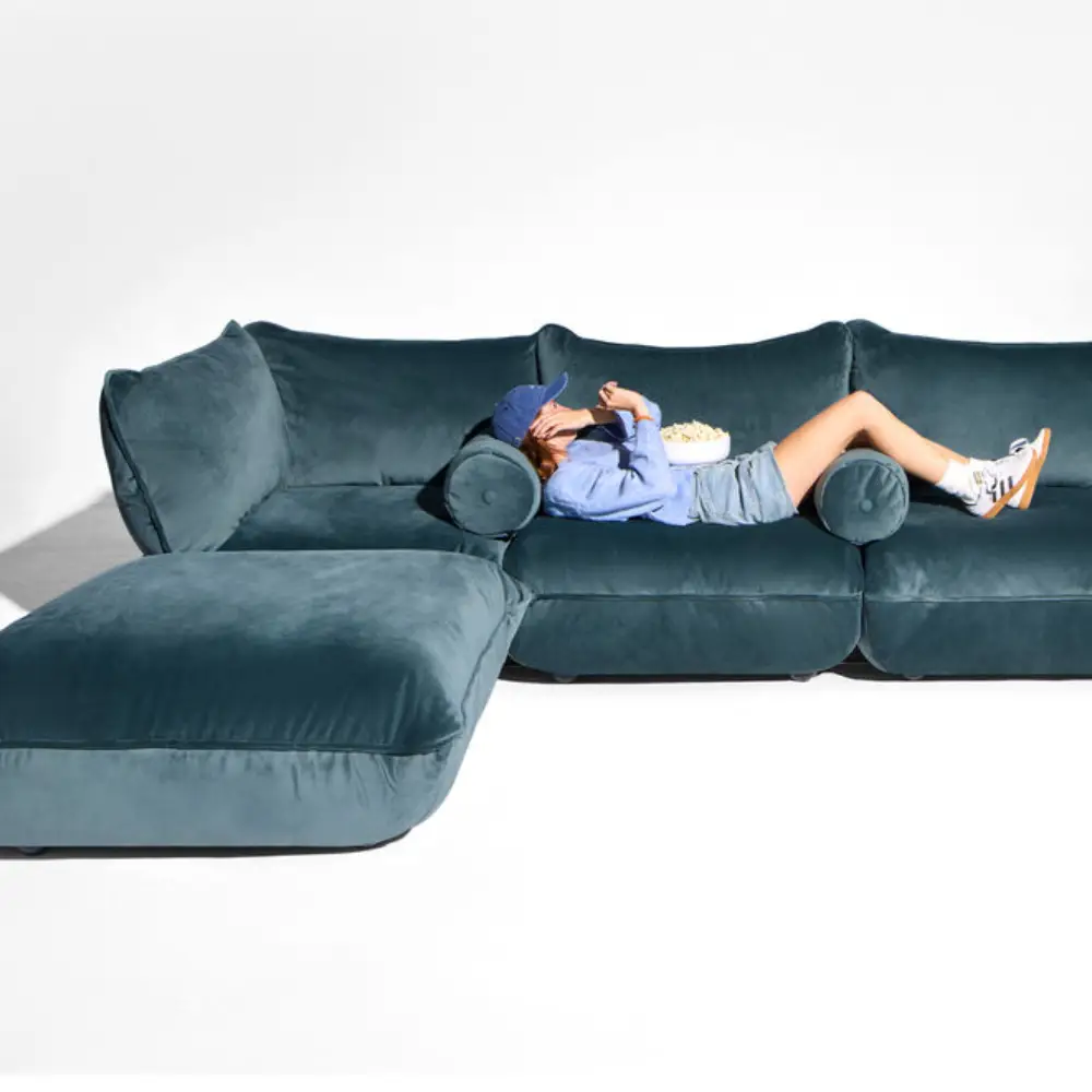 Puff Rolster kissen Velvet Recycled Petrol