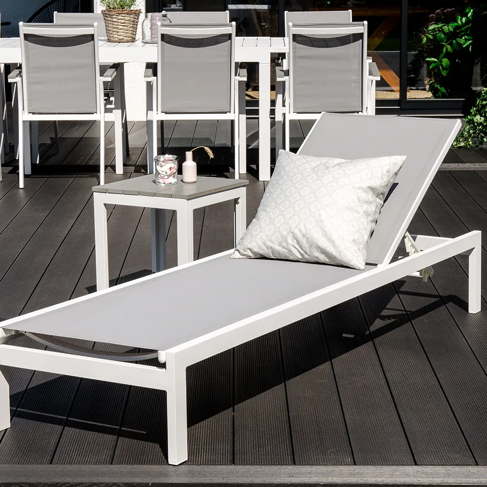 Copacabana Sonnenliege Weiß/Grau 2er-Pack