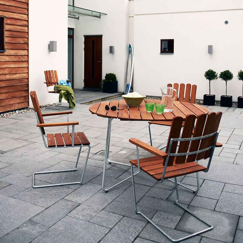 Tisch B30 84 X 92 Unbehandeltes Teakholz / Feuerverzinktes Gestell Gestell