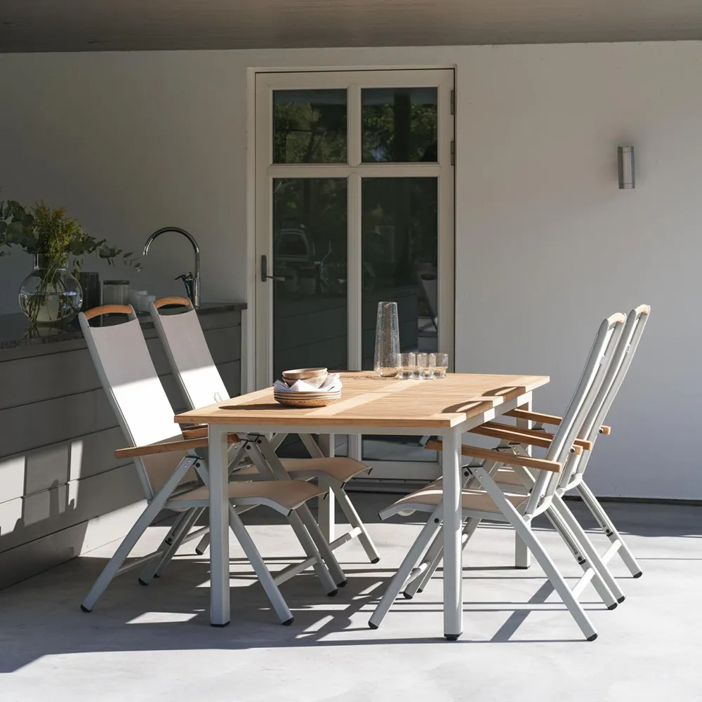 Lyon Esstisch 100x224-304 Cm Light Grey/Teak