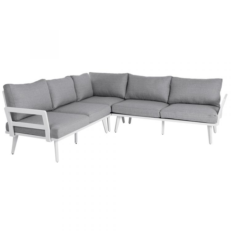 Villac Ecksofa weiß/grau