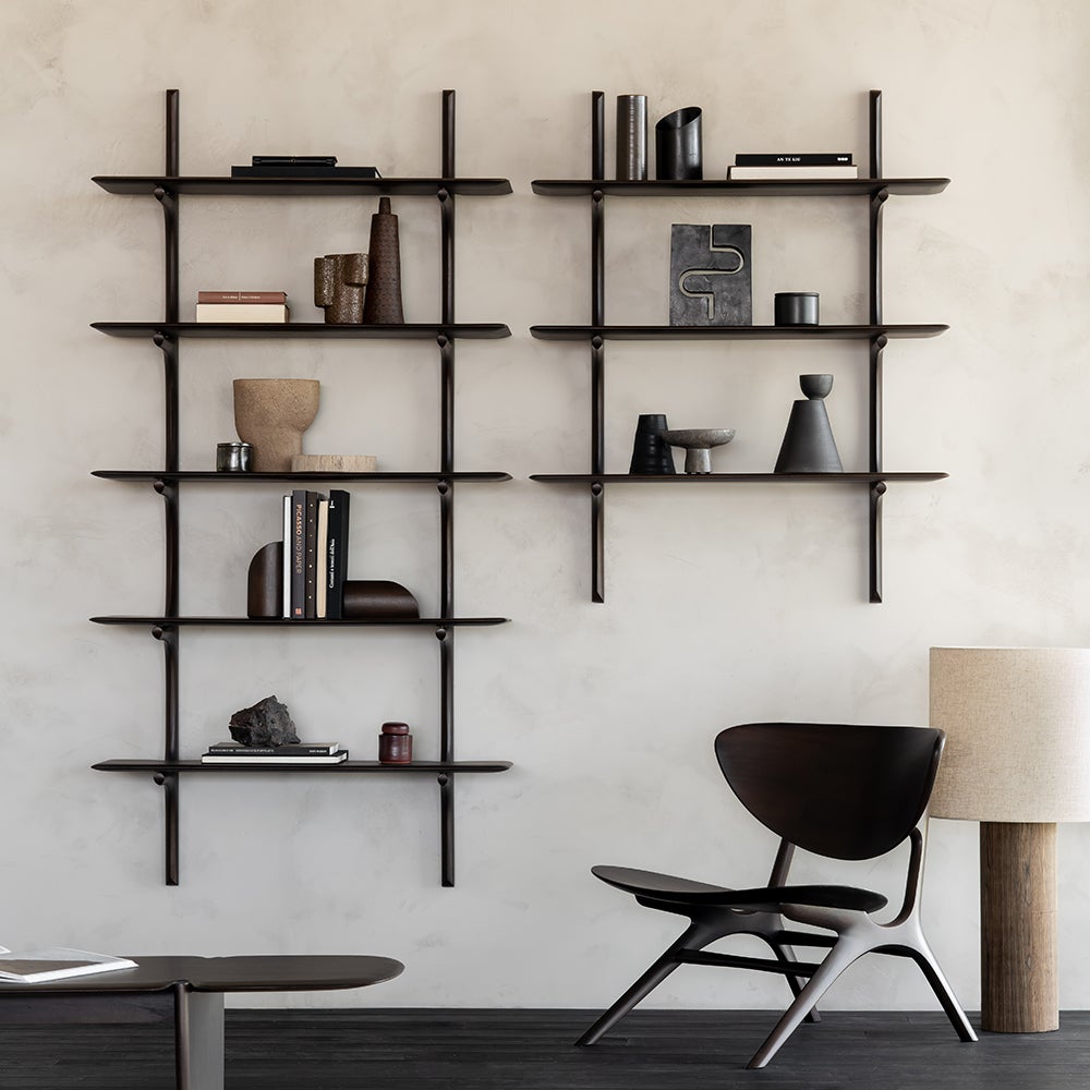 PI Wandregal Mahagoni dunkelbraun 5 Einlegeböden