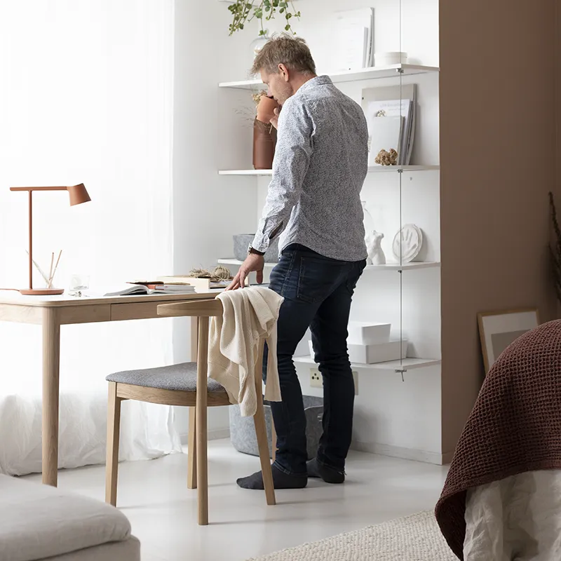 Sm131 Schreibtisch Eiche Weiß Öl/Schwarz Nano-Laminat 115X55X74Cm 