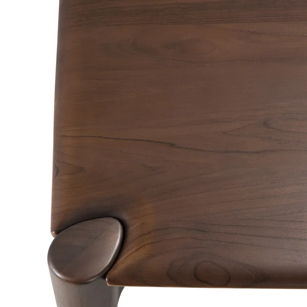 PI Esstisch 80x140 cm Braun lackiertes Teakholz