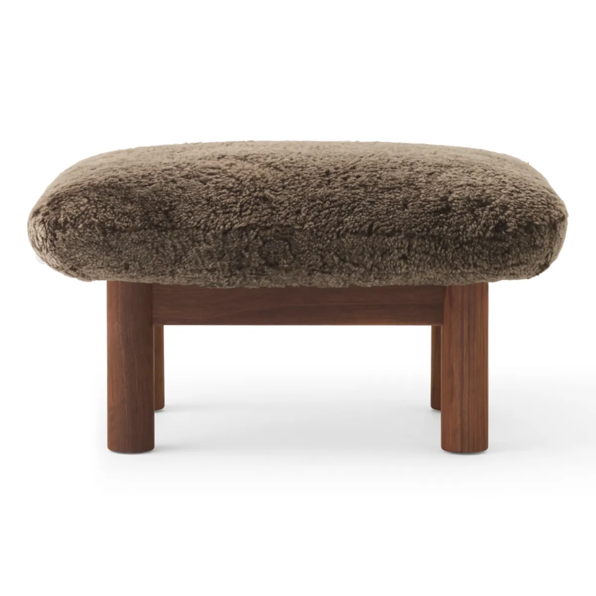Brasilia Hocker Massiver Nussbaum, Sheepskin Nevotex Root