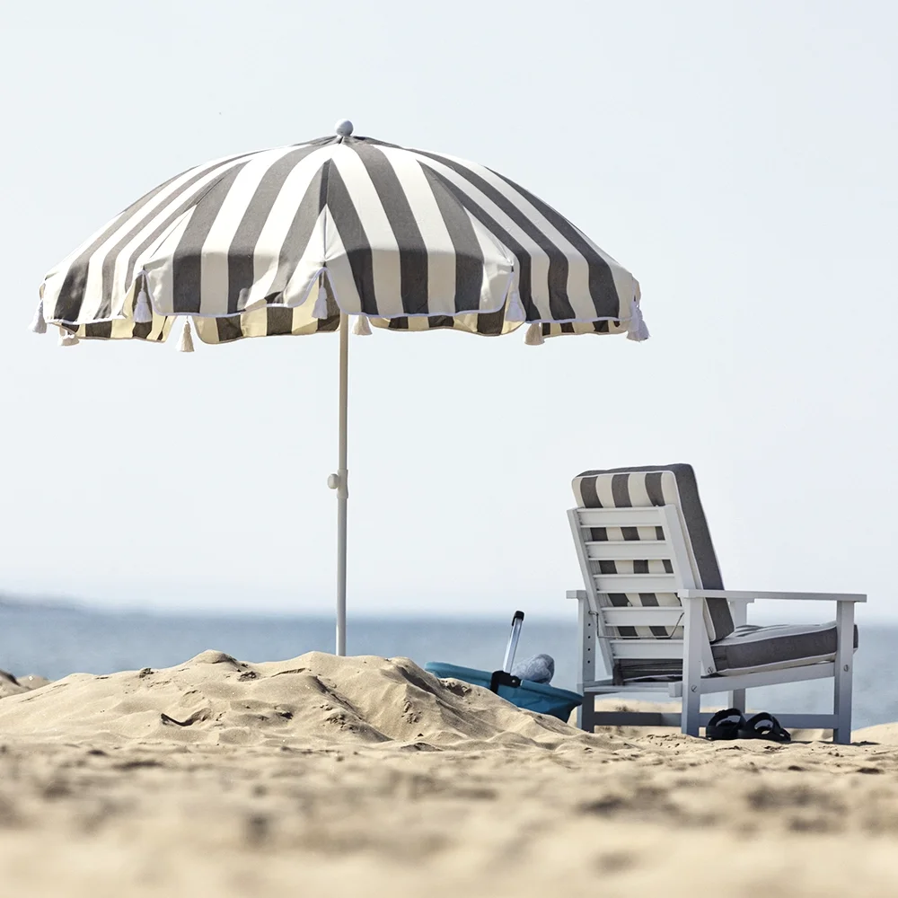 Sonnenschirm 220 cm mit Quasten brown-striped 34