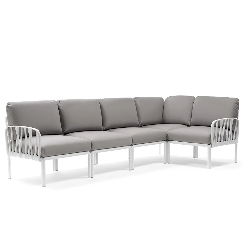 Komodo 5 Ecksofa Weiß - Grigio